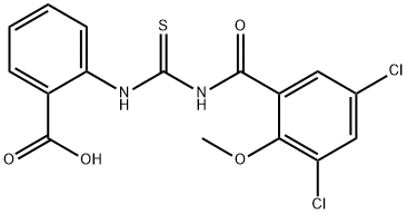 2-[[[(3,5-DICHLORO-2-METHOXYBENZOYL)AMINO]THIOXOMETHYL]AMINO]-BENZOIC ACID Struktur