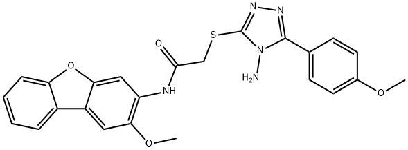 Acetamide, 2-[[4-amino-5-(4-methoxyphenyl)-4H-1,2,4-triazol-3-yl]thio]-N-(2-methoxy-3-dibenzofuranyl)- (9CI) Structure