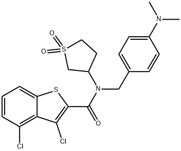 Benzo[b]thiophene-2-carboxamide, 3,4-dichloro-N-[[4-(dimethylamino)phenyl]methyl]-N-(tetrahydro-1,1-dioxido-3-thienyl)- (9CI),587009-60-7,结构式