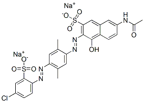 7-アセチルアミノ-3-[[4-[(4-クロロ-2-ソジオスルホフェニル)アゾ]-2,5-ジメチルフェニル]アゾ]-4-ヒドロキシナフタレン-2-スルホン酸ナトリウム 化学構造式