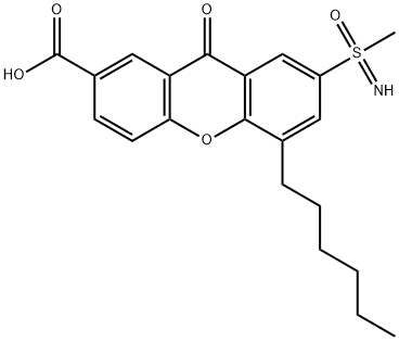 S-(7-カルボキシ-4-ヘキシル-9-オキソ-9H-キサンテン-2-イル)-S-メチルスルホキシミド 化学構造式