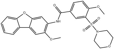 Benzamide, 4-methoxy-N-(2-methoxy-3-dibenzofuranyl)-3-(4-morpholinylsulfonyl)- (9CI) 化学構造式