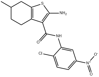 2-AMINO-N-(2-CHLORO-5-NITROPHENYL)-6-METHYL-4,5,6,7-TETRAHYDRO-1-BENZOTHIOPHENE-3-CARBOXAMIDE Struktur