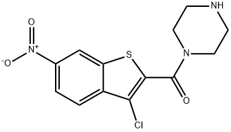 1-[(3-氯-6-硝基-1-苯并噻吩-2-基)羰基]哌嗪,587852-86-6,结构式