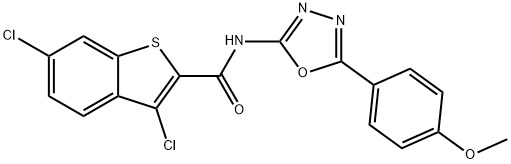 Benzo[b]thiophene-2-carboxamide, 3,6-dichloro-N-[5-(4-methoxyphenyl)-1,3,4-oxadiazol-2-yl]- (9CI) Structure