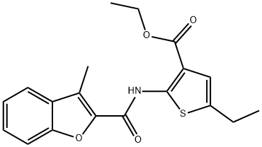 3-Thiophenecarboxylicacid,5-ethyl-2-[[(3-methyl-2-benzofuranyl)carbonyl]amino]-,ethylester(9CI) Structure