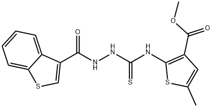 Benzo[b]thiophene-3-carboxylic acid, 2-[[[3-(methoxycarbonyl)-5-methyl-2-thienyl]amino]thioxomethyl]hydrazide (9CI) Struktur