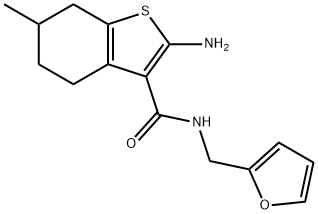 2-AMINO-N-(2-FURYLMETHYL)-6-METHYL-4,5,6,7-TETRAHYDRO-1-BENZOTHIOPHENE-3-CARBOXAMIDE 化学構造式