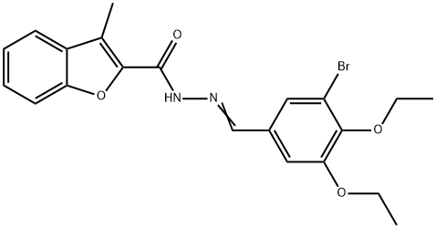 2-Benzofurancarboxylicacid,3-methyl-,[(3-bromo-4,5-diethoxyphenyl)methylene]hydrazide(9CI) 化学構造式