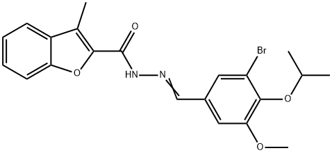 2-Benzofurancarboxylicacid,3-methyl-,[[3-bromo-5-methoxy-4-(1-methylethoxy)phenyl]methylene]hydrazide(9CI) Struktur