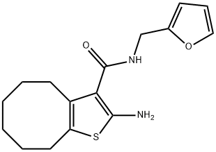 2-AMINO-N-(2-FURYLMETHYL)-4,5,6,7,8,9-HEXAHYDROCYCLOOCTA[B]THIOPHENE-3-CARBOXAMIDE 化学構造式