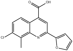7-クロロ-2-(2-フリル)-8-メチルキノリン-4-カルボン酸 化学構造式