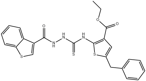 Benzo[b]thiophene-3-carboxylic acid, 2-[[[3-(ethoxycarbonyl)-5-(phenylmethyl)-2-thienyl]amino]thioxomethyl]hydrazide (9CI) 结构式