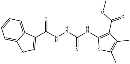 Benzo[b]thiophene-3-carboxylic acid, 2-[[[3-(methoxycarbonyl)-4,5-dimethyl-2-thienyl]amino]thioxomethyl]hydrazide (9CI) Structure