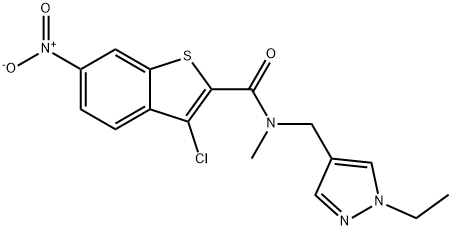 Benzo[b]thiophene-2-carboxamide, 3-chloro-N-[(1-ethyl-1H-pyrazol-4-yl)methyl]-N-methyl-6-nitro- (9CI) Structure