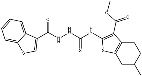 Benzo[b]thiophene-3-carboxylic acid, 2-[[[2-(benzo[b]thien-3-ylcarbonyl)hydrazino]thioxomethyl]amino]-4,5,6,7-tetrahydro-6-methyl-, methyl ester (9CI),588714-79-8,结构式