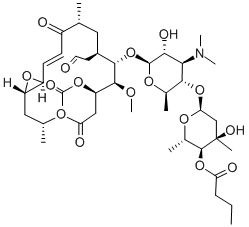 (12S,13S)-9-Deoxy-12,13-epoxy-12,13-dihydro-9-oxoleucomycin V 3-acetate 4''-butanoate,58880-24-3,结构式
