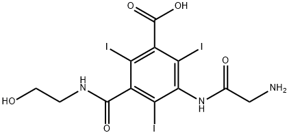 3-[(aminoacetyl)amino]-5-[[(2-hydroxyethyl)amino]carbonyl]-2,4,6-triiodobenzoic acid ,59017-39-9,结构式