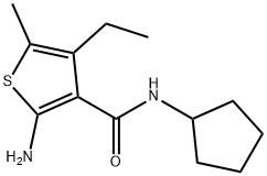 2-氨基-N-环戊基-4-乙基-5-甲基-3-噻吩甲酰胺, 590355-69-4, 结构式