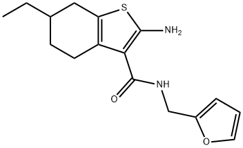 2-AMINO-6-ETHYL-N-(2-FURYLMETHYL)-4,5,6,7-TETRAHYDRO-1-BENZOTHIOPHENE-3-CARBOXAMIDE 化学構造式