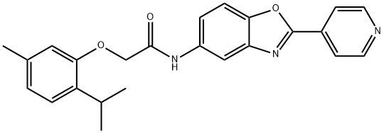 Acetamide, 2-[5-methyl-2-(1-methylethyl)phenoxy]-N-[2-(4-pyridinyl)-5-benzoxazolyl]- (9CI) Structure