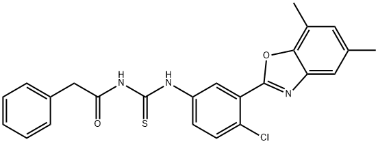 Benzeneacetamide, N-[[[4-chloro-3-(5,7-dimethyl-2-benzoxazolyl)phenyl]amino]thioxomethyl]- (9CI) Struktur