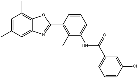 Benzamide, 3-chloro-N-[3-(5,7-dimethyl-2-benzoxazolyl)-2-methylphenyl]- (9CI),590395-76-9,结构式