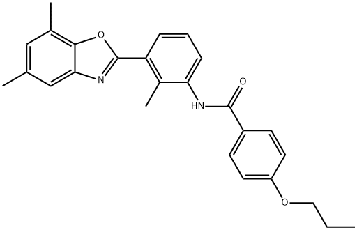 Benzamide, N-[3-(5,7-dimethyl-2-benzoxazolyl)-2-methylphenyl]-4-propoxy- (9CI) 化学構造式