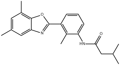 Butanamide, N-[3-(5,7-dimethyl-2-benzoxazolyl)-2-methylphenyl]-3-methyl- (9CI) Struktur