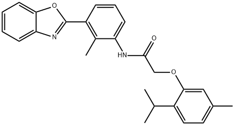 Acetamide, N-[3-(2-benzoxazolyl)-2-methylphenyl]-2-[5-methyl-2-(1-methylethyl)phenoxy]- (9CI) 化学構造式