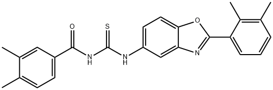 Benzamide, N-[[[2-(2,3-dimethylphenyl)-5-benzoxazolyl]amino]thioxomethyl]-3,4-dimethyl- (9CI) 化学構造式