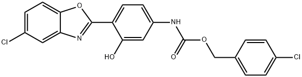 Carbamic acid, [4-(5-chloro-2-benzoxazolyl)-3-hydroxyphenyl]-, (4-chlorophenyl)methyl ester (9CI) 化学構造式