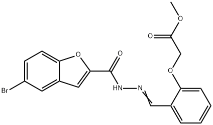 2-Benzofurancarboxylicacid,5-bromo-,[[2-(2-methoxy-2-oxoethoxy)phenyl]methylene]hydrazide(9CI) Struktur