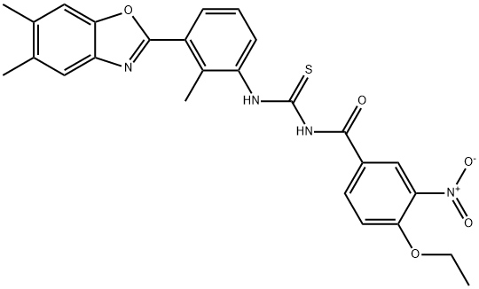 Benzamide, N-[[[3-(5,6-dimethyl-2-benzoxazolyl)-2-methylphenyl]amino]thioxomethyl]-4-ethoxy-3-nitro- (9CI) Structure