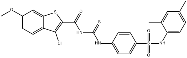 Benzo[b]thiophene-2-carboxamide, 3-chloro-N-[[[4-[[(2,4-dimethylphenyl)amino]sulfonyl]phenyl]amino]thioxomethyl]-6-methoxy- (9CI) Struktur