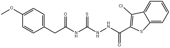 벤조[b]티오펜-2-카르복실산,3-클로로-,2-[[[(4-메톡시페닐)아세틸]아미노]티옥소메틸]히드라지드(9CI)