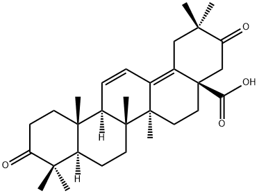 3,21-ジオキソオレアナ-11,13(18)-ジエン-28-酸 化学構造式
