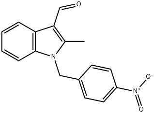 1H-Indole-3-carboxaldehyde,2-methyl-1-[(4-nitrophenyl)methyl]-(9CI) 化学構造式