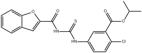 Benzoic acid, 5-[[[(2-benzofuranylcarbonyl)amino]thioxomethyl]amino]-2-chloro-, 1-methylethyl ester (9CI) 化学構造式