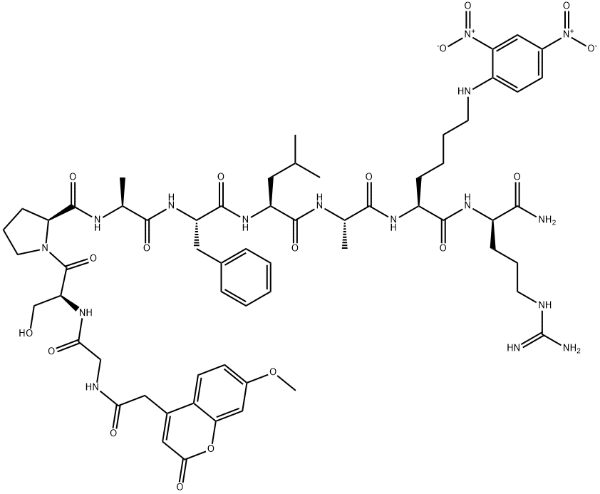 MCA-GLY-SER-PRO-ALA-PHE-LEU-ALA-LYS(DNP)-D-ARG-NH2, 592544-81-5, 结构式