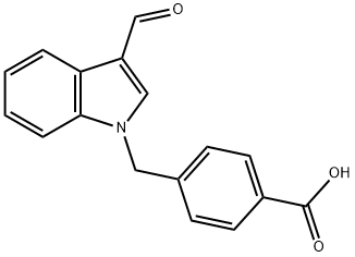 Benzoic acid, 4-[(3-formyl-1H-indol-1-yl)methyl]- (9CI) Structure