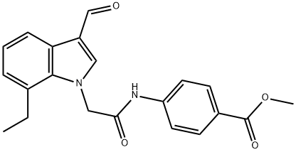 Benzoic acid, 4-[[(7-ethyl-3-formyl-1H-indol-1-yl)acetyl]amino]-, methyl ester (9CI) Struktur