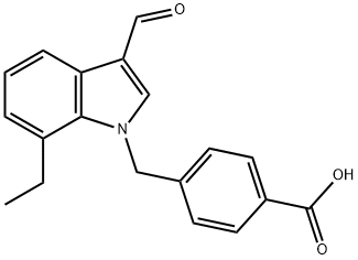 Benzoic acid, 4-[(7-ethyl-3-formyl-1H-indol-1-yl)methyl]- (9CI) Struktur