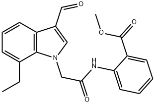 Benzoic acid, 2-[[(7-ethyl-3-formyl-1H-indol-1-yl)acetyl]amino]-, methyl ester (9CI) 化学構造式