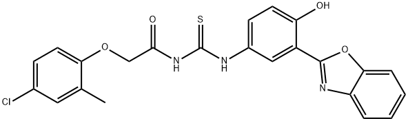 Acetamide, N-[[[3-(2-benzoxazolyl)-4-hydroxyphenyl]amino]thioxomethyl]-2-(4-chloro-2-methylphenoxy)- (9CI) 结构式