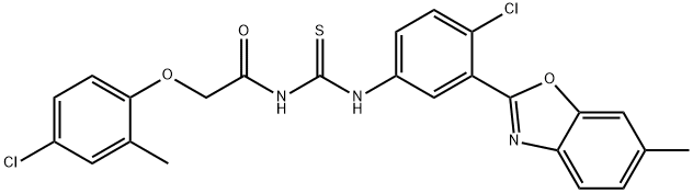 Acetamide, N-[[[4-chloro-3-(6-methyl-2-benzoxazolyl)phenyl]amino]thioxomethyl]-2-(4-chloro-2-methylphenoxy)- (9CI) Struktur