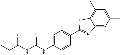 Propanamide, N-[[[4-(5,7-dimethyl-2-benzoxazolyl)phenyl]amino]thioxomethyl]- (9CI) Struktur