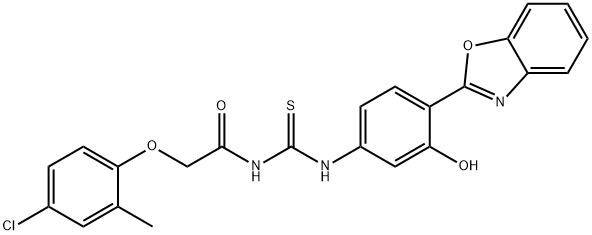 Acetamide, N-[[[4-(2-benzoxazolyl)-3-hydroxyphenyl]amino]thioxomethyl]-2-(4-chloro-2-methylphenoxy)- (9CI) Structure