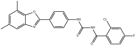 Benzamide, 2-chloro-N-[[[4-(5,7-dimethyl-2-benzoxazolyl)phenyl]amino]thioxomethyl]-4-fluoro- (9CI) 化学構造式