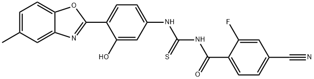 Benzamide, 4-cyano-2-fluoro-N-[[[3-hydroxy-4-(5-methyl-2-benzoxazolyl)phenyl]amino]thioxomethyl]- (9CI),593238-87-0,结构式